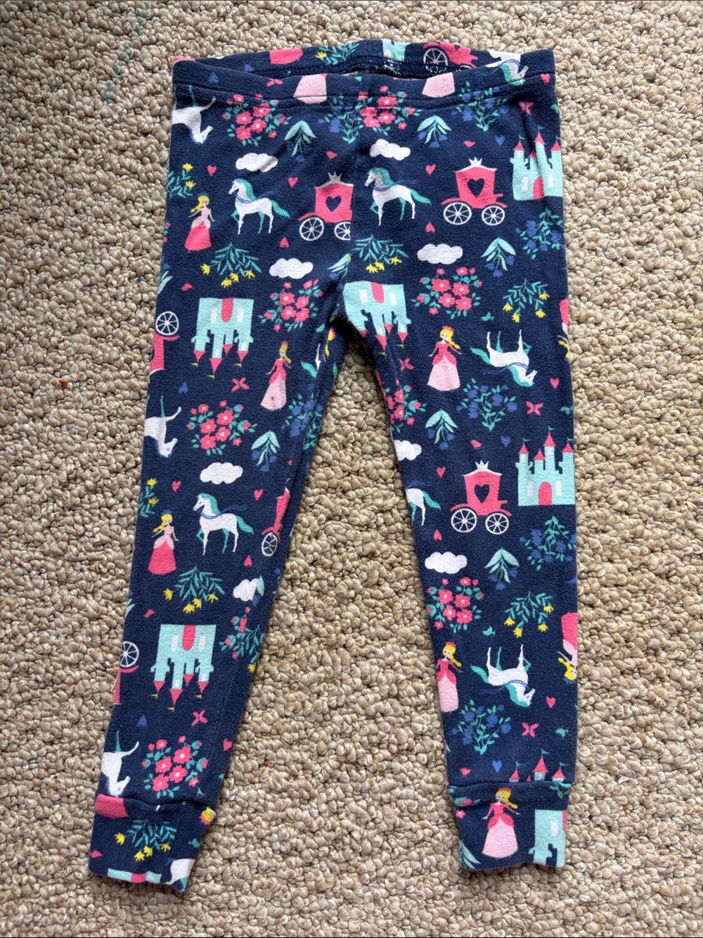 Carter's Navy Princess & Castle Leggings with Pink & Aqua Accents